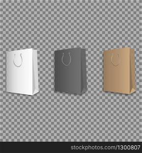 Paper Shopping Bags collection isolated on transparent background. Vector EPS 10