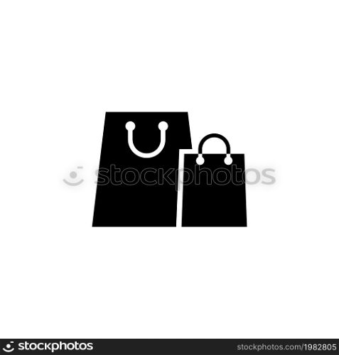 Paper Shopping Bags. Flat Vector Icon. Simple black symbol on white background. Paper Shopping Bags Flat Vector Icon
