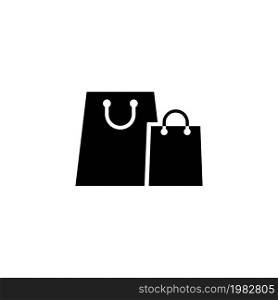 Paper Shopping Bags. Flat Vector Icon. Simple black symbol on white background. Paper Shopping Bags Flat Vector Icon