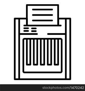 Paper shredder icon. Outline paper shredder vector icon for web design isolated on white background. Paper shredder icon, outline style