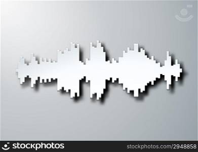 Paper silhouette of sound waveform sign with shadow