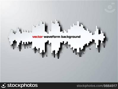 Paper silhouette of sound waveform sign with shadow
