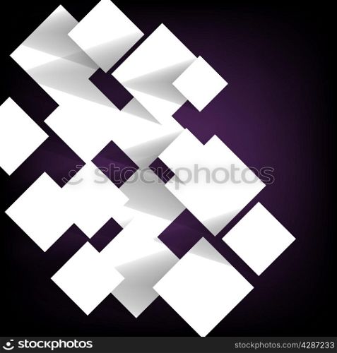 Paper square banner on violet background, stock vector