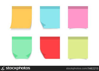 Paper sticky post note with red, blue, orange, yellow, pink color. Memo sticker for notepad, board, advertising. Attached paper sheet blank. Post note sticker on isolated background. vector isolated. Paper sticky post note with red, blue, orange, yellow, pink color. Memo sticker for notepad, board, advertising. Attached paper sheet blank. Post note sticker on isolated background. vector
