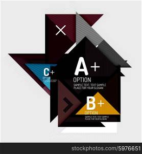 Paper style abstract geometric shapes with infographic options. Paper style abstract geometric shapes with infographic options. Abstract universal design template. Vector illustration