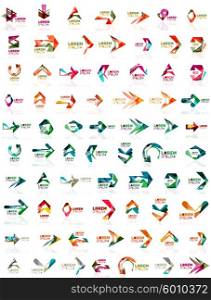 Paper style arrow logos. Paper style arrow logo mega set. Vector illustration