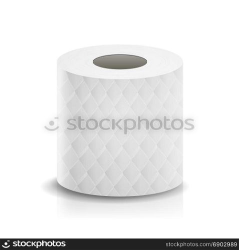 Paper Tape Roll Vector. Bathroom Hygiene. 3D Toilet Paper Blank. Packaging Kitchen Towel, Toilet Paper Roll Isolated Illustration. Realistic Paper Roll Vector. Template Blank White Toilet Paper roll Mock Up. Cash Register Tape, Thermal Fax Roll Template Isolated Illustration