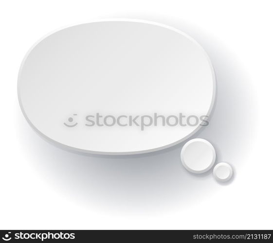 Paper thought balloon. White oval blank bubble isolated on white background. Paper thought balloon. White oval blank bubble