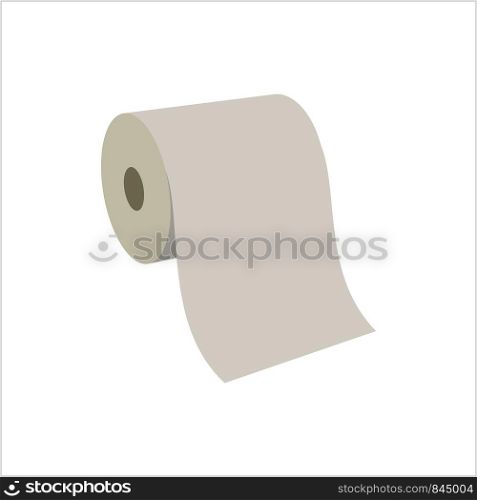 Paper Towel Icon, Roll Of Paper Towel Vector Art Illustration