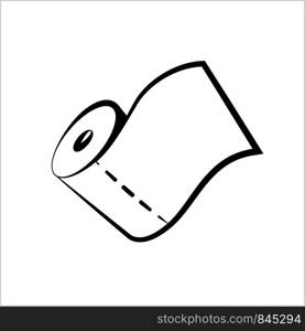 Paper Towel Icon, Roll Of Paper Towel Vector Art Illustration