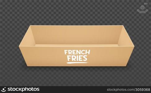 Paper tray brown, front template design isolated on transparent grid background. Eps10 vector illustration
