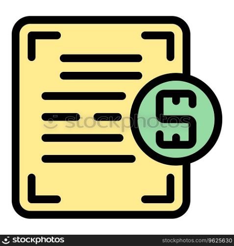 Paper warranty icon outline vector. Certificate card. Business badge color flat. Paper warranty icon vector flat
