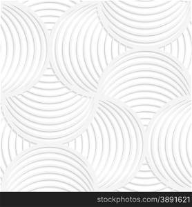 Paper white 3D geometric background. Seamless pattern with realistic shadow and cut out of paper effect.White paper 3D slim stripes circle pin will.