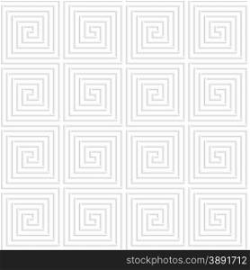 Paper white 3D geometric background. Seamless pattern with realistic shadow and cut out of paper effect.White paper 3D spiral connecting squares.