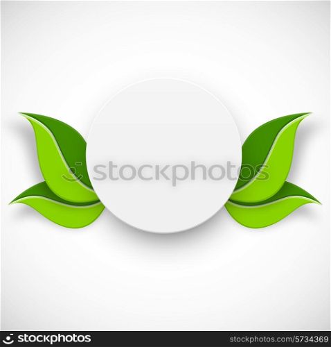 Paper white circle with leaves on white background
