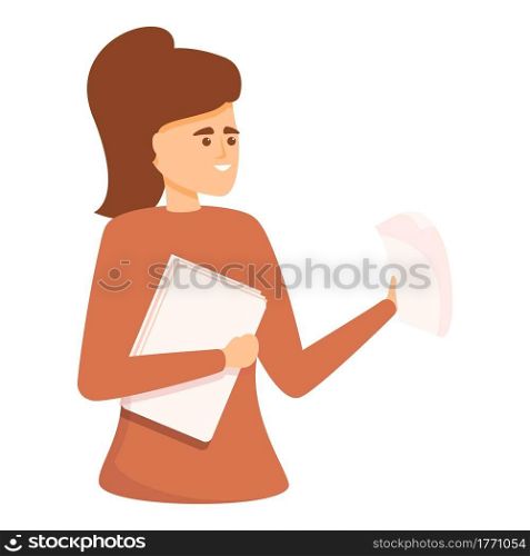 Paper work colleague icon. Cartoon of Paper work colleague vector icon for web design isolated on white background. Paper work colleague icon, cartoon style
