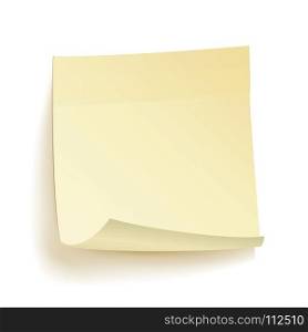 Paper Work Notes Isolated Vector. Realistic Yellow Paper Sticker On White Background With Soft Shadow. Paper Work Notes Isolated Vector. Realistic Yellow Paper Sticker On White Background With Shadow