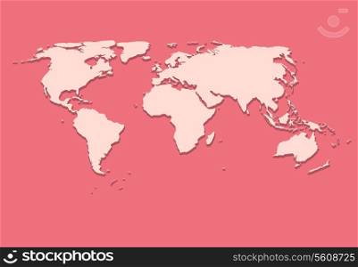 Paper World Map on Pink Background Vector Illustration