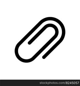 Paperclip black glyph ui icon. Stationery supply. Office accessory. Hold papers. User interface design. Silhouette symbol on white space. Solid pictogram for web, mobile. Isolated vector illustration. Paperclip black glyph ui icon
