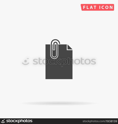 Paperclip On Paper flat vector icon. Glyph style sign. Simple hand drawn illustrations symbol for concept infographics, designs projects, UI and UX, website or mobile application.. Paperclip On Paper flat vector icon