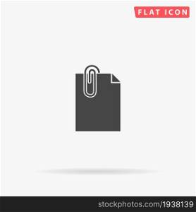 Paperclip On Paper flat vector icon. Glyph style sign. Simple hand drawn illustrations symbol for concept infographics, designs projects, UI and UX, website or mobile application.. Paperclip On Paper flat vector icon