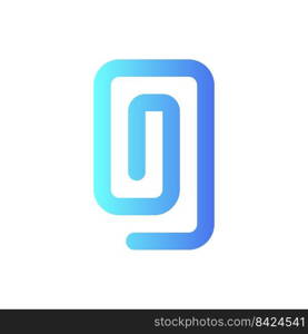 Paperclip pixel perfect flat gradient two-color ui icon. Attach document and file. Send email. Simple filled pictogram. GUI, UX design for mobile application. Vector isolated RGB illustration. Paperclip pixel perfect flat gradient two-color ui icon