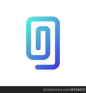 Paperclip pixel perfect gradient linear ui icon. Attach document and file. Send email. Line color user interface symbol. Modern style pictogram. Vector isolated outline illustration. Paperclip pixel perfect gradient linear ui icon