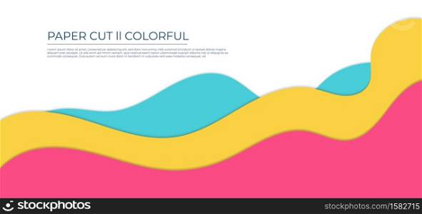 Papercut fluid wave design colorful with space. vector illustration.
