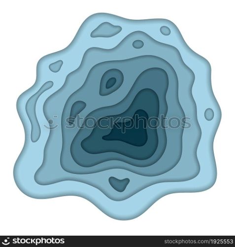 Papercut topography 3d multi layers background. Blue and teal sea waves. Abstract paper cut origami vector design for web banner. Smooth swirl curve topographic lines