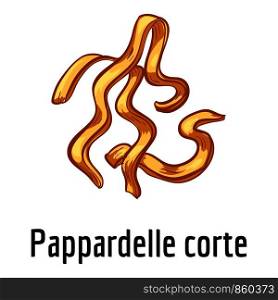 Pappardelle corte icon. Cartoon of pappardelle corte vector icon for web design isolated on white background. Pappardelle corte icon, cartoon style
