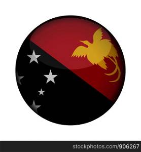papua new guinea Flag in glossy round button of icon. papua new guinea emblem isolated on white background. National concept sign. Independence Day. Vector illustration.