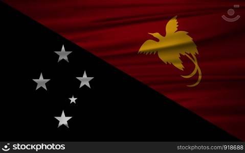 Papua New Guinea flag vector. Vector flag of Papua New Guinea blowig in the wind. EPS 10.