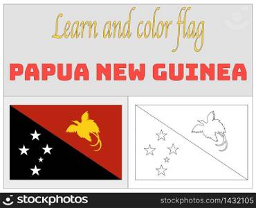 Papua New Guinea national country flag. original colors and proportion. Simply vector illustration background. Isolated symbols and object for design, education, learning, postage stamps and coloring book, marketing. From world set