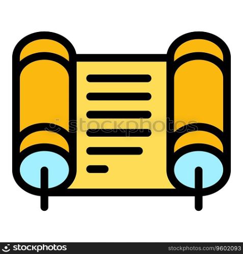 Papyrus roll icon outline vector. Temple greek. Rome palace color flat. Papyrus roll icon vector flat