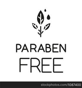 Paraben free glyph icon. Non-chemical pharmaceutics. Hypoallergenic cosmetics. Product free ingredient. Medicine for sensitive skin. Silhouette symbol. Negative space. Vector isolated illustration