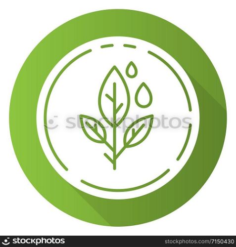 Paraben free green flat design long shadow glyph icon. Organic, non-toxic, non-chemical pharmaceutics. Natural hypoallergen cosmetics. Product free ingredient. Vector silhouette illustration