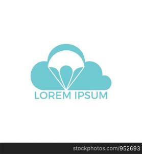 Parachute and cloud logo design. Delivery air balloon symbol. Business corporate vector icon.