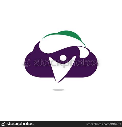 Parachute and cloud logo design. Delivery air balloon symbol. Business corporate vector icon.