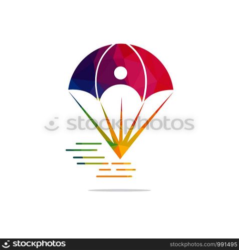 Parachute logo design. Delivery air balloon symbol. Business corporate vector icon.