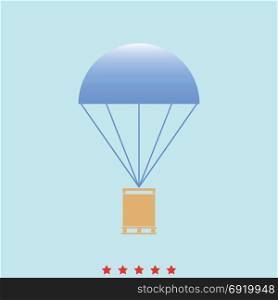 Parachute with cargo set icon .