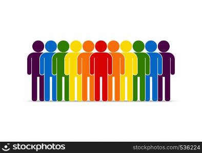 Parade of the LGBT movement. People silhouettes in LGBT colors, flat design