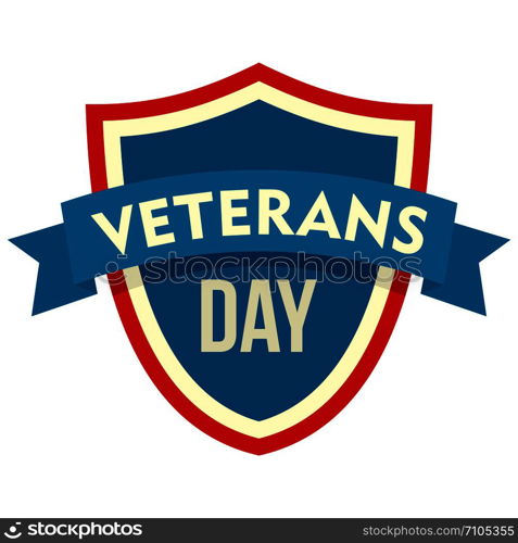 Parade veterans day logo. Flat illustration of parade veterans day vector logo for web design. Parade veterans day logo, flat style