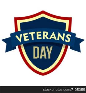 Parade veterans day logo. Flat illustration of parade veterans day vector logo for web design. Parade veterans day logo, flat style