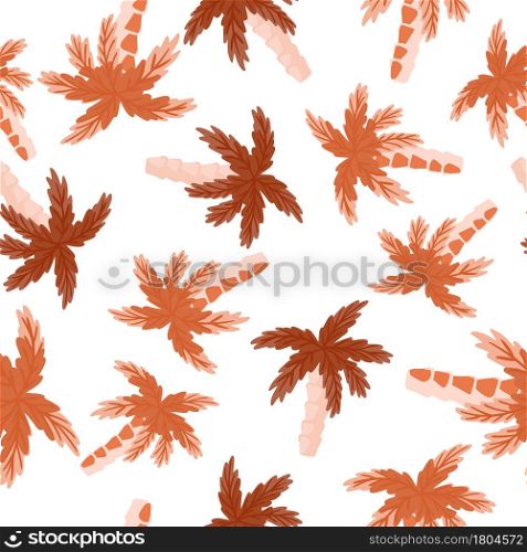 Paradise seamless pattern with doodle orange palm tropic ornament. Isolated backdrop. Summer nature print. Designed for fabric design, textile print, wrapping, cover. Vector illustration.. Paradise seamless pattern with doodle orange palm tropic ornament. Isolated backdrop. Summer nature print.