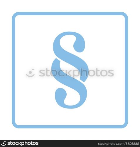 Paragraph symbol icon. Blue frame design. Vector illustration.