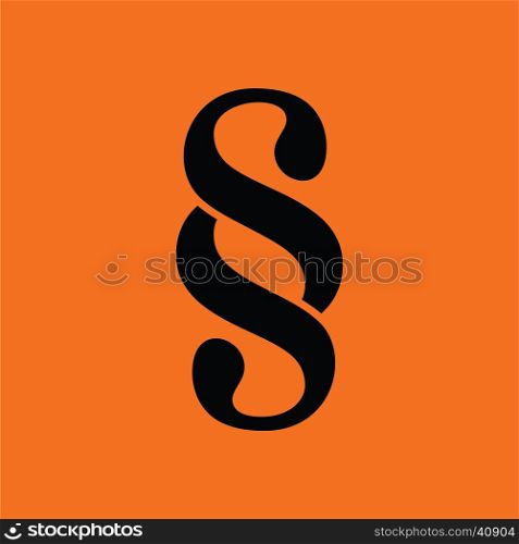 Paragraph symbol icon. Orange background with black. Vector illustration.
