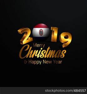 Paraguay Flag 2019 Merry Christmas Typography. New Year Abstract Celebration background