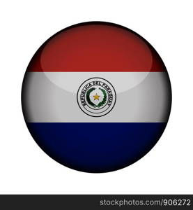 paraguay Flag in glossy round button of icon. paraguay emblem isolated on white background. National concept sign. Independence Day. Vector illustration.