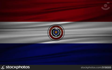 Paraguay flag vector. Vector flag of Paraguay blowig in the wind. EPS 10.