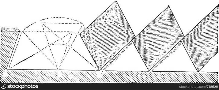 Parallelogrammatique to roll bands or overhanging wall, vintage engraved illustration. Industrial encyclopedia E.-O. Lami - 1875.